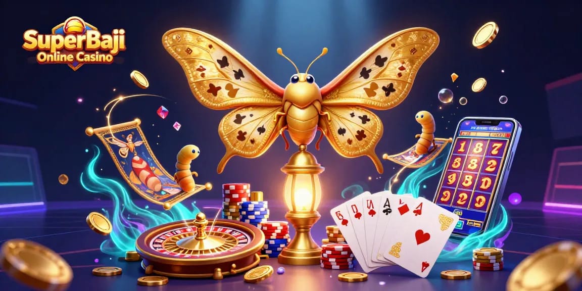 Experience thrilling gameplay at SuperBaji Online Casino with vibrant casino elements and a cartoonish design.