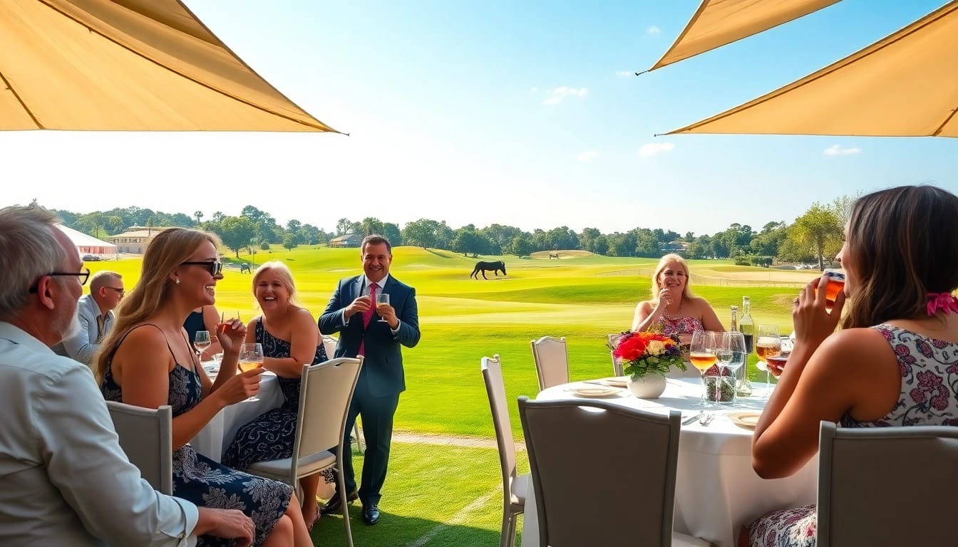 Host engaging events with a vibrant outdoor setting at the golf station.