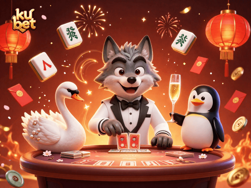 Experience thrilling gameplay at ku bet with vibrant casino characters and elements in a dynamic festive setting.