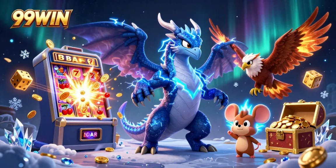 Win big at 99WIN with vibrant casino-themed illustration showcasing exciting games and jackpots.