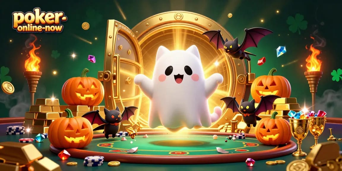 Engage the fun atmosphere of poker-online-now inside a vibrant casino with unique characters and treasures.