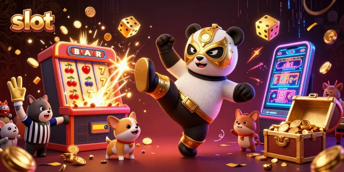 Experience thrilling slot action with colorful characters and a dynamic casino scene