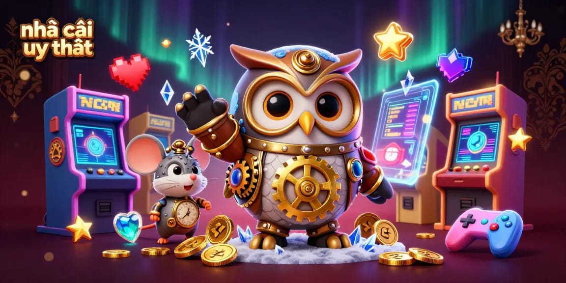 Win at nhà cái uy tín with an enchanting steampunk owl and dynamic casino games.