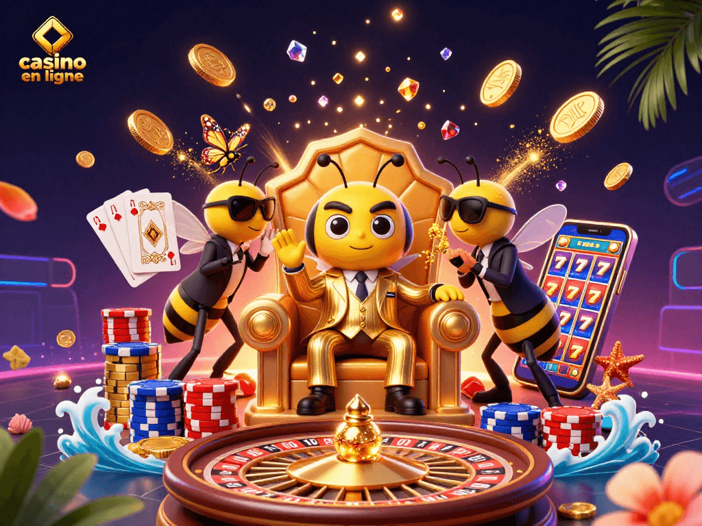 Découvrez le casino en ligne avec une illustration 3D captivante et dynamique.