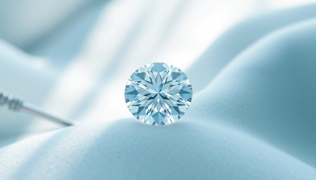 Showcase a stunning lab diamond reflecting brilliance and clarity in a luxurious setting.