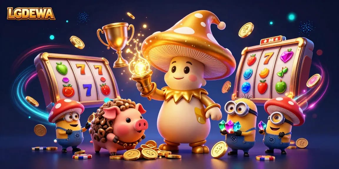 Spin and win at LGODEWA with gold-animated wizard and immersive casino elements.