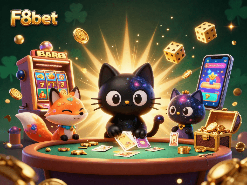 Experience thrilling wins at F8bet with a vibrant cosmic casino scene full of engaging gaming elements.