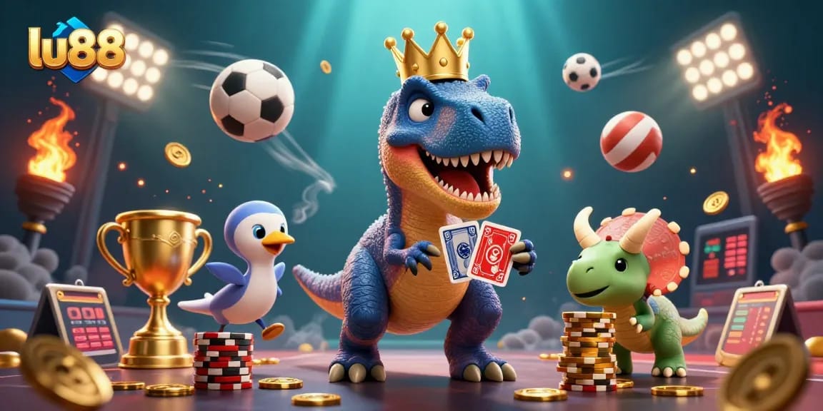 Activate winning strategies at lu88 with a fun 3D illustration of casino elements and friendly characters.