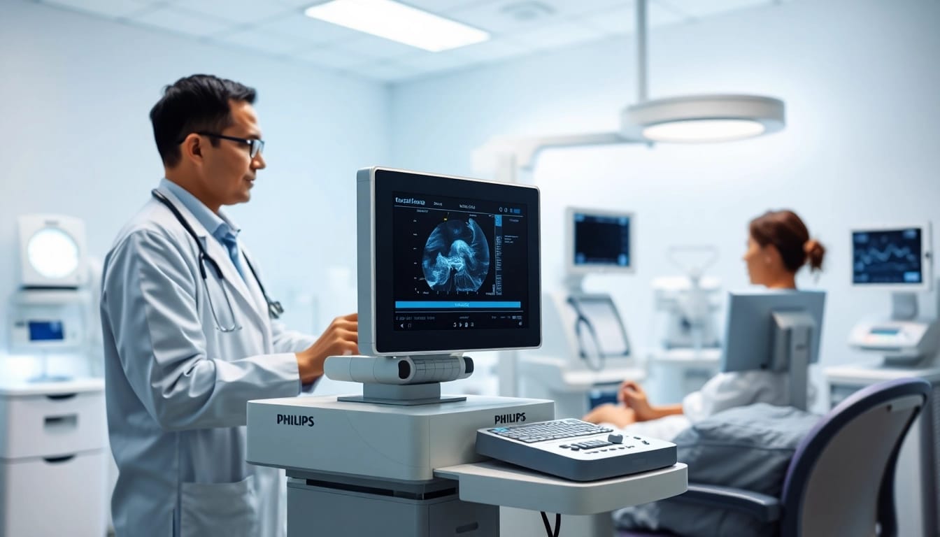 Philips medical equipment enhancing patient care in a professional healthcare setting.