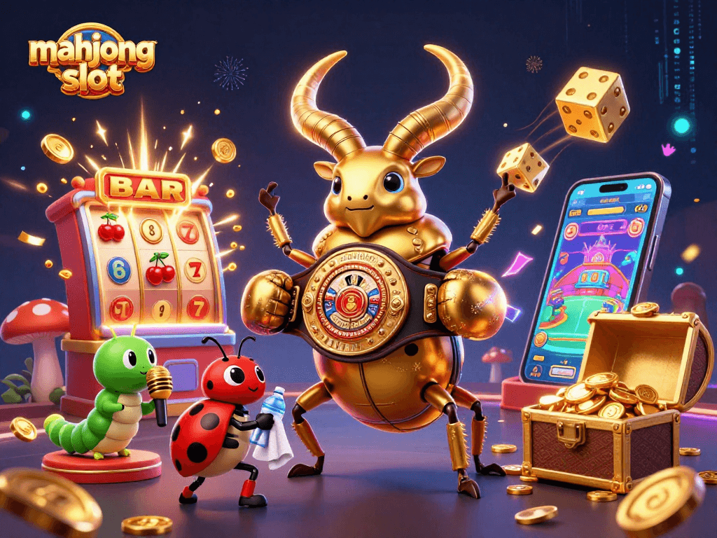 Mainkan mahjong slot dengan banyak scatter di mesin slot mewah yang menghujani koin emas.