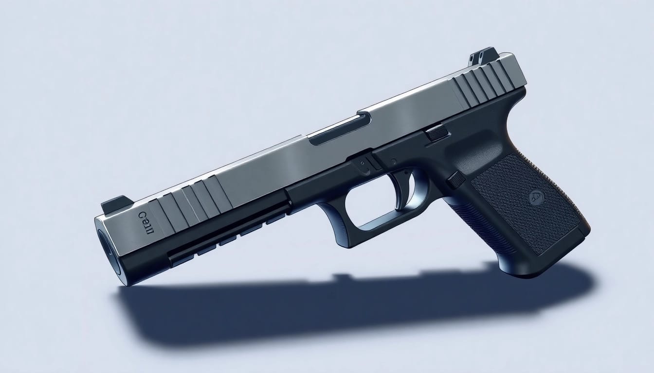 Showcasing the glock 17 mos slide, highlighting its sleek design and optic readiness.