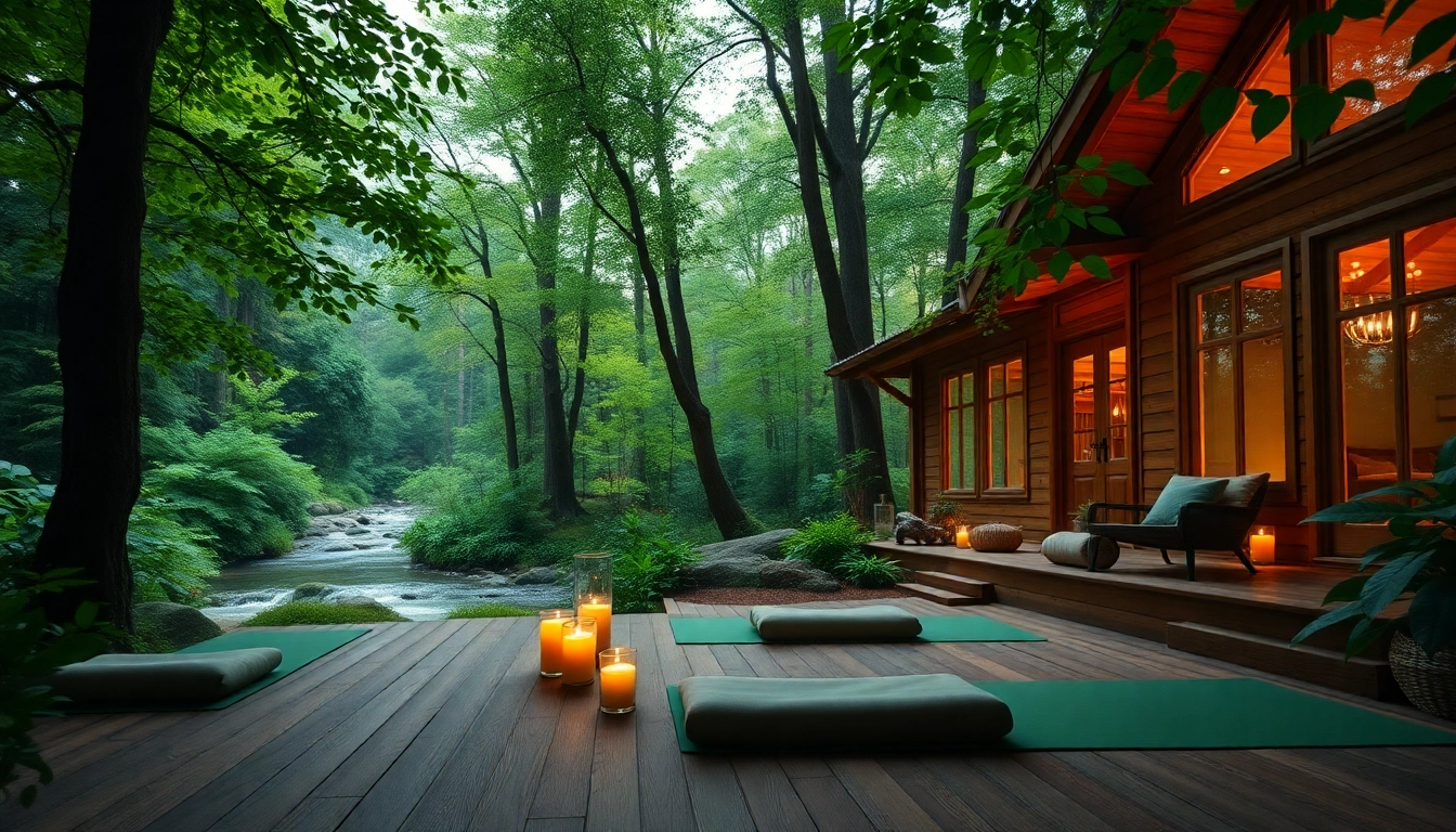 Experience a tranquil wellness retreat with serene cabins and lush natural surroundings.