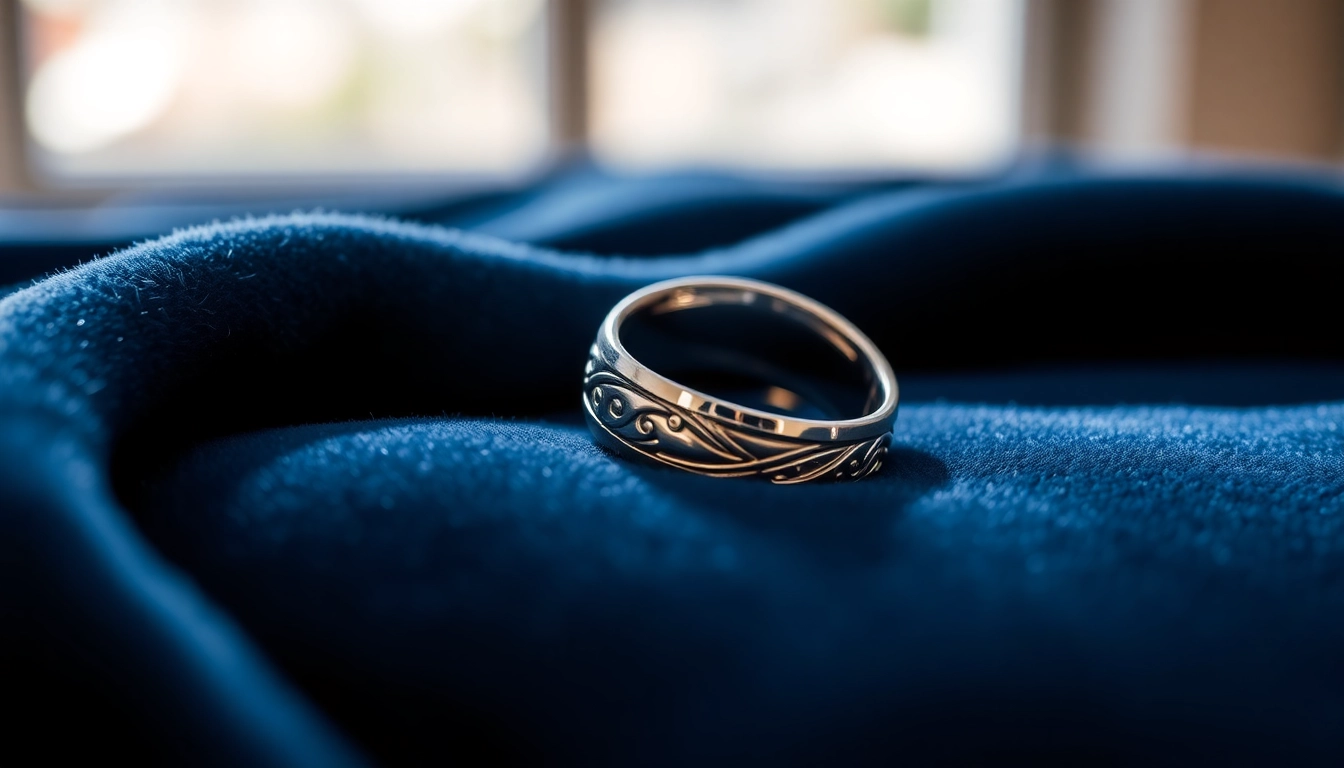 Showcasing Gaboni Jewelers' unique wedding bands in an elegant display setting