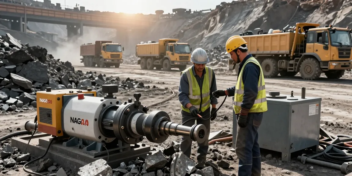 NAGA2000 mining professional inspecting equipment in a vibrant industrial setting