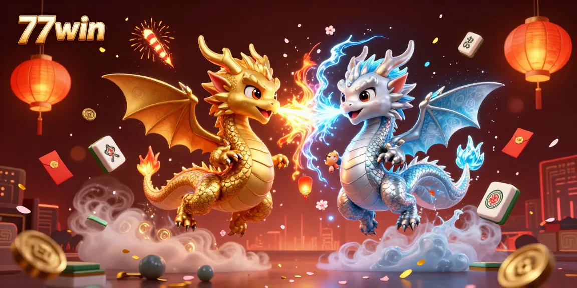 Join the fun at 77win with a vibrant illustration showcasing thrilling Chinese casino elements.