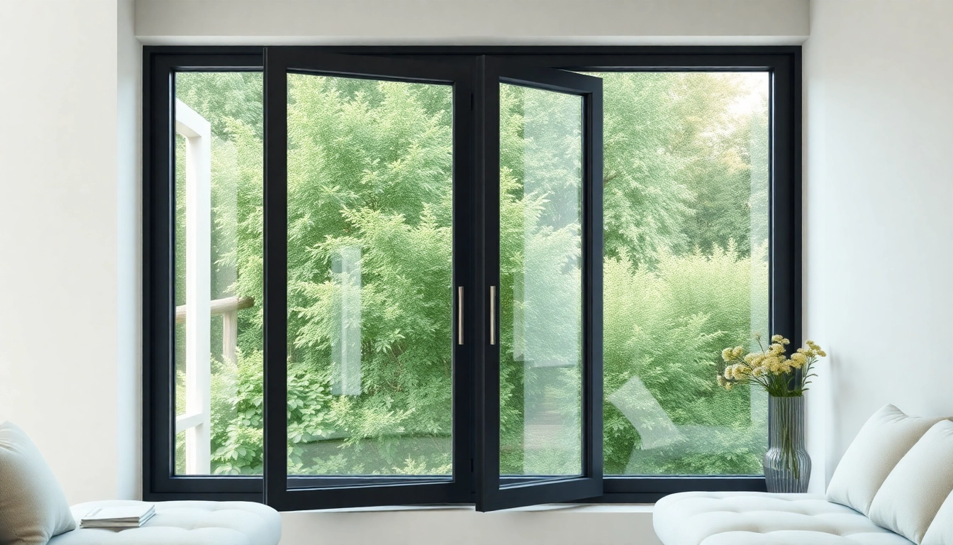 Showcasing premium double glazed windows in a bright modern room, emphasizing their energy efficiency.