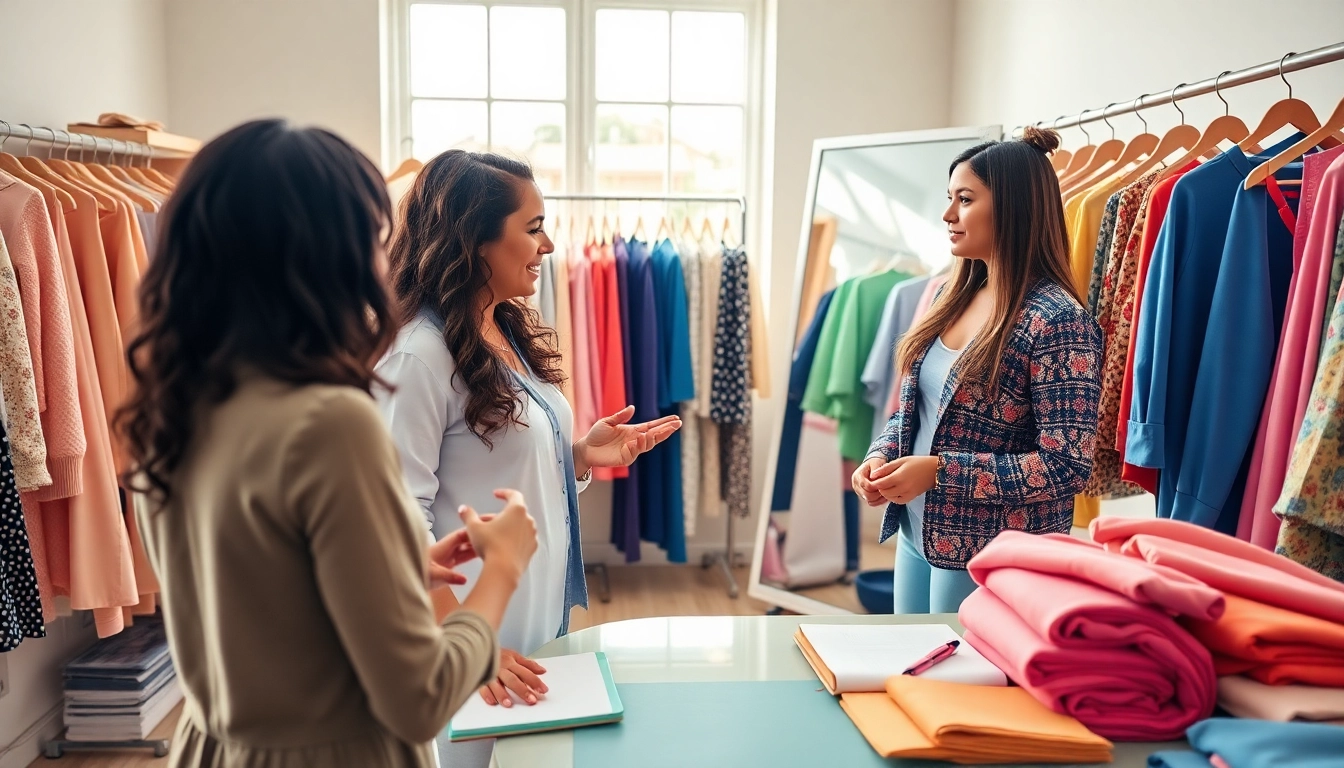 Learn how to find my Perfect style with a stylist in a vibrant fashion studio.