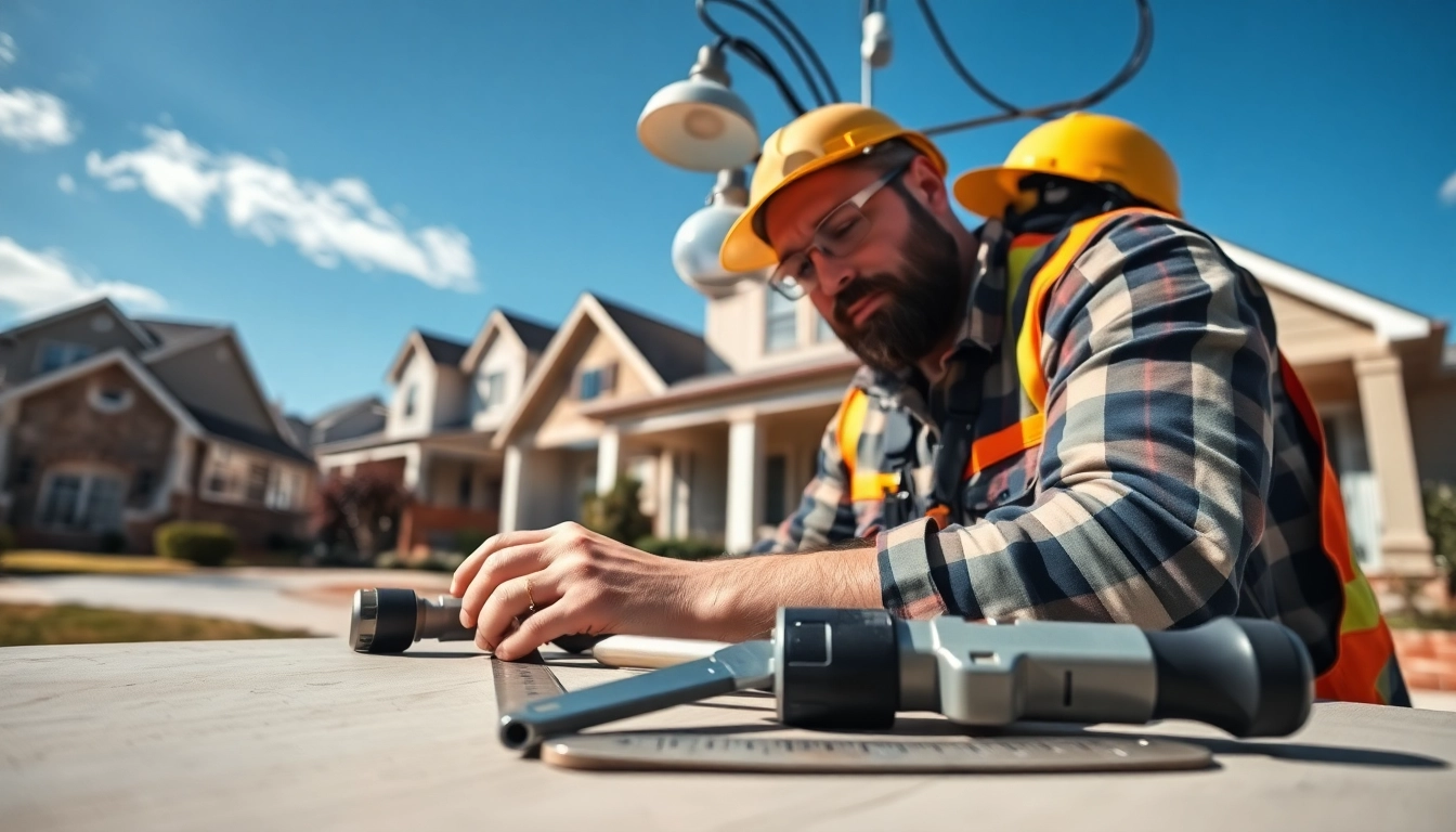 Residential electrician Roswell performing electrical installation in a neighborhood