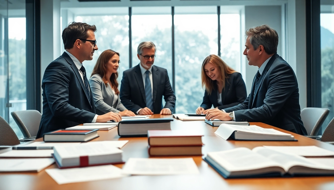 Skilled lawyers near me collaborating in a modern office, showcasing professionalism and expertise.