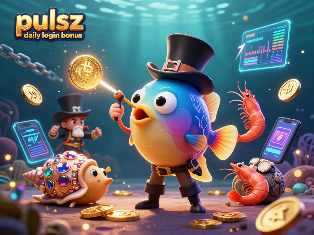 Claim your rewards with the pulsz daily login bonus featuring vibrant animated characters and rich symbols of fortune.