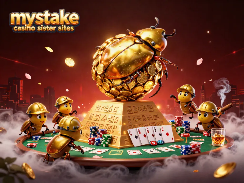 Explore mystake casino sister sites with vibrant gaming elements and gold coins in an enchanting scene.