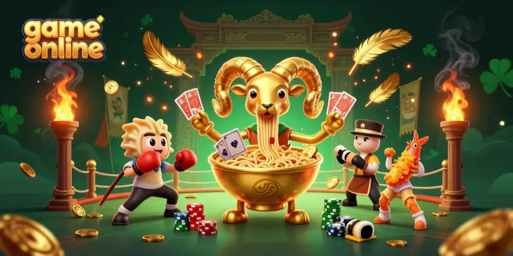 Engage in thrilling game online fun with a vibrant 3D casino-inspired illustration.