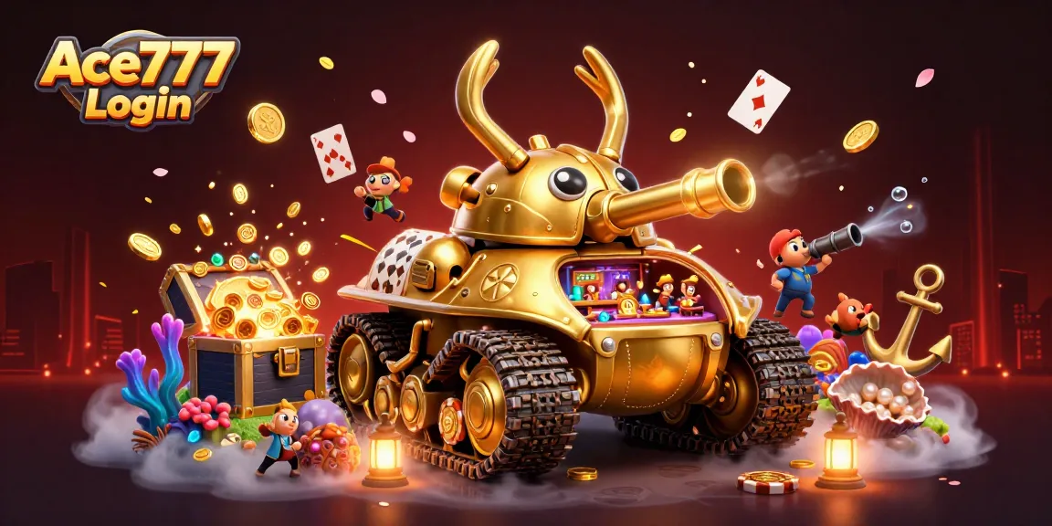 Join the excitement of Ace777 Login with vibrant casino elements in a dynamic scene.