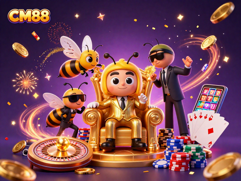 Experience winning at CM88 with a vibrant, dynamic casino scene featuring exciting game elements.