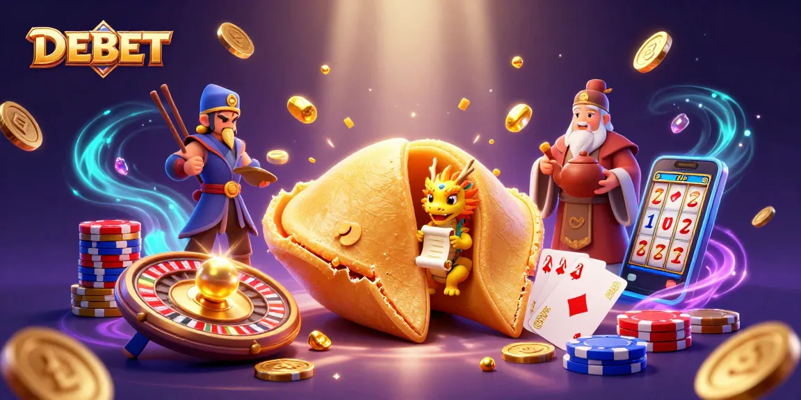 Engage in thrilling gameplay with DEBET, featuring a vibrant casino scene of fortune and excitement.