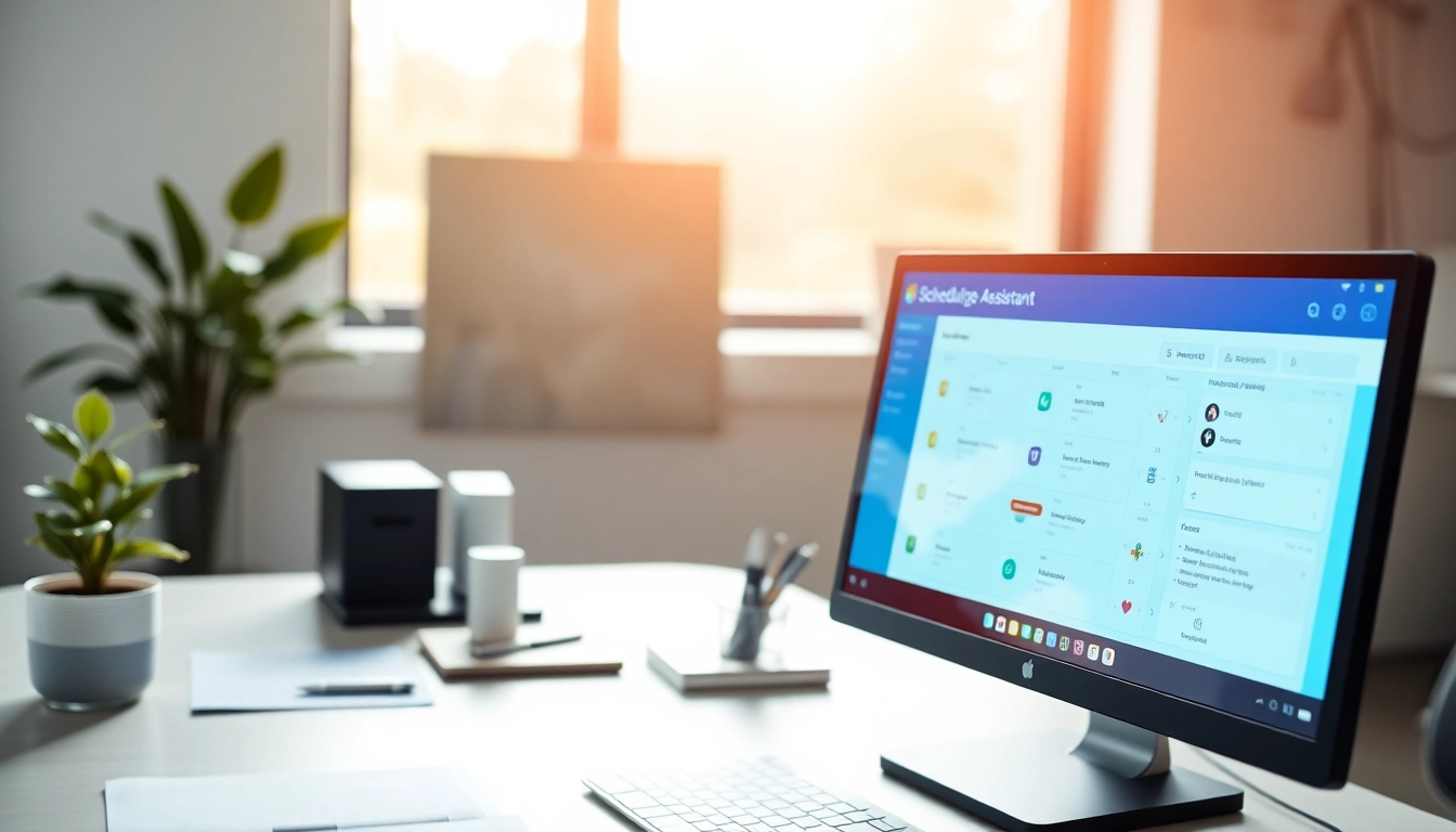 Optimize your time with an AI scheduling assistant dashboard on a modern computer.