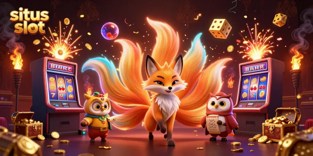 Menang besar di situs slot dengan ilustrasi slot 3D penuh warna dan karakter fantasi menarik.