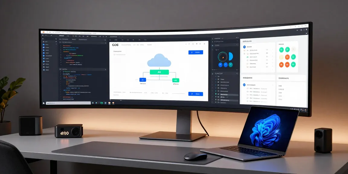 GO8 platform showcased on a modern workspace, emphasizing software development and cloud computing technology.