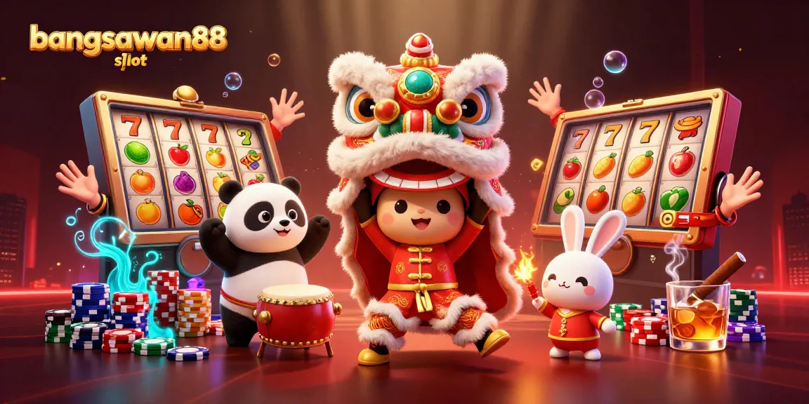 Experience the excitement of bangsawan88 slot with a vibrant 3D scene featuring lively characters and dynamic game elements.