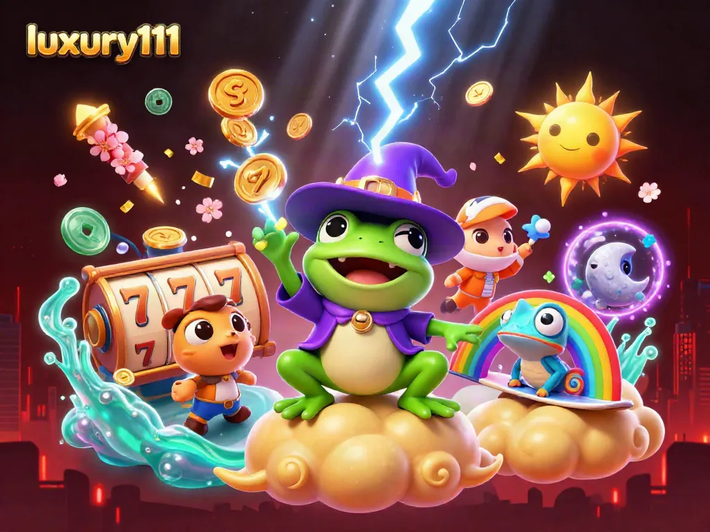 luxury111 players enjoying a thrilling game experience with golden coins raining down, symbolizing jackpot wins.
