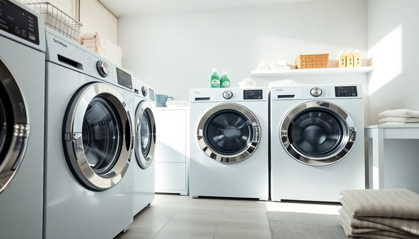 Efficient and modern schulthess waschmaschinen in a contemporary laundry setup highlighting their sleek design.