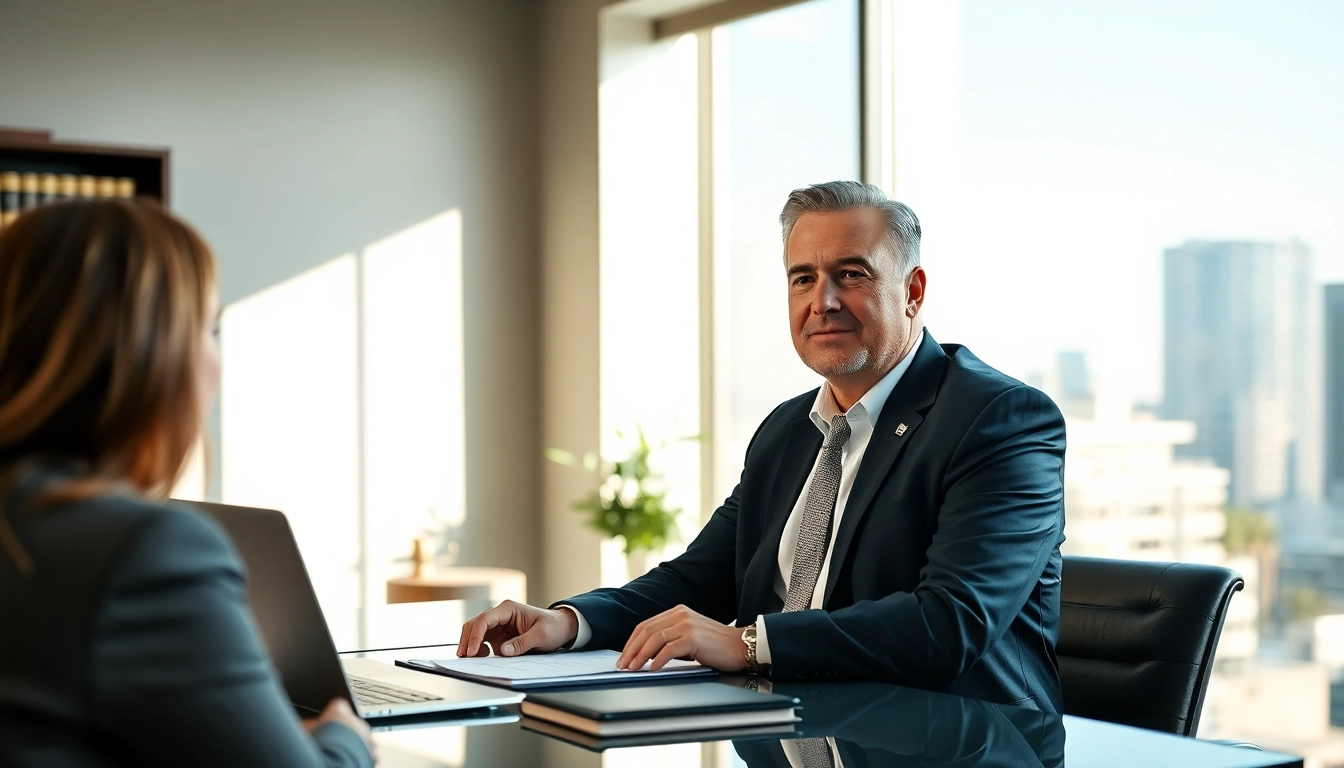 Tampa criminal attorney consulting a client in a modern office environment.