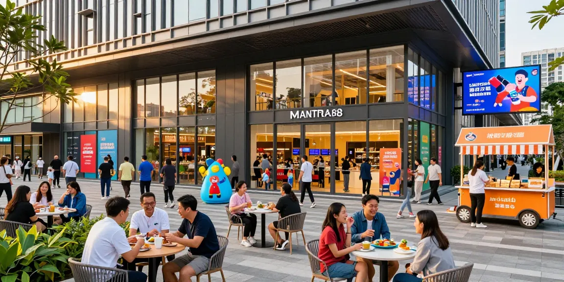 Engaging scene at MANTRA88 showcasing vibrant shopping and entertainment activities