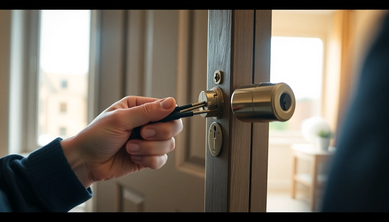 Essex Locksmith repairing a high-security lock, showcasing professional skills.