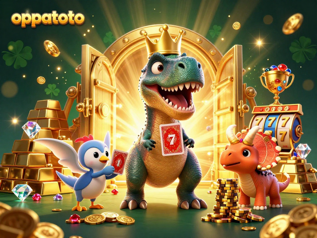 Experience thrilling oppatoto gameplay with energetic characters in a lavish casino scene.
