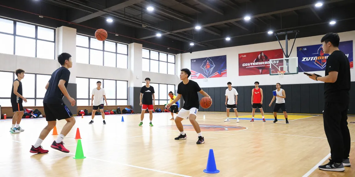 Frobot Studios basketball training scene showcasing team-centered play and strategic drills.