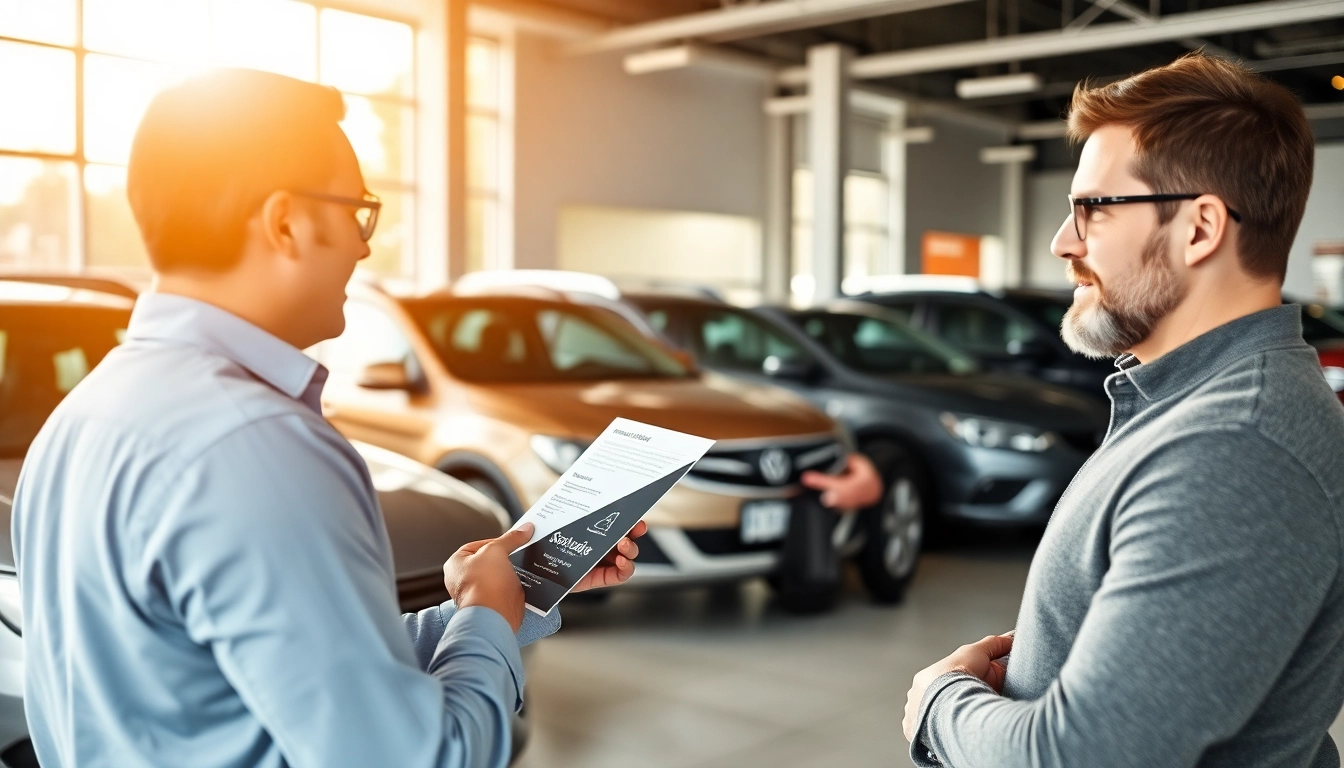 autoankauf: Expertenberatung beim Autoankauf mit freundlicher Kundeninteraktion in einem Autohaus.