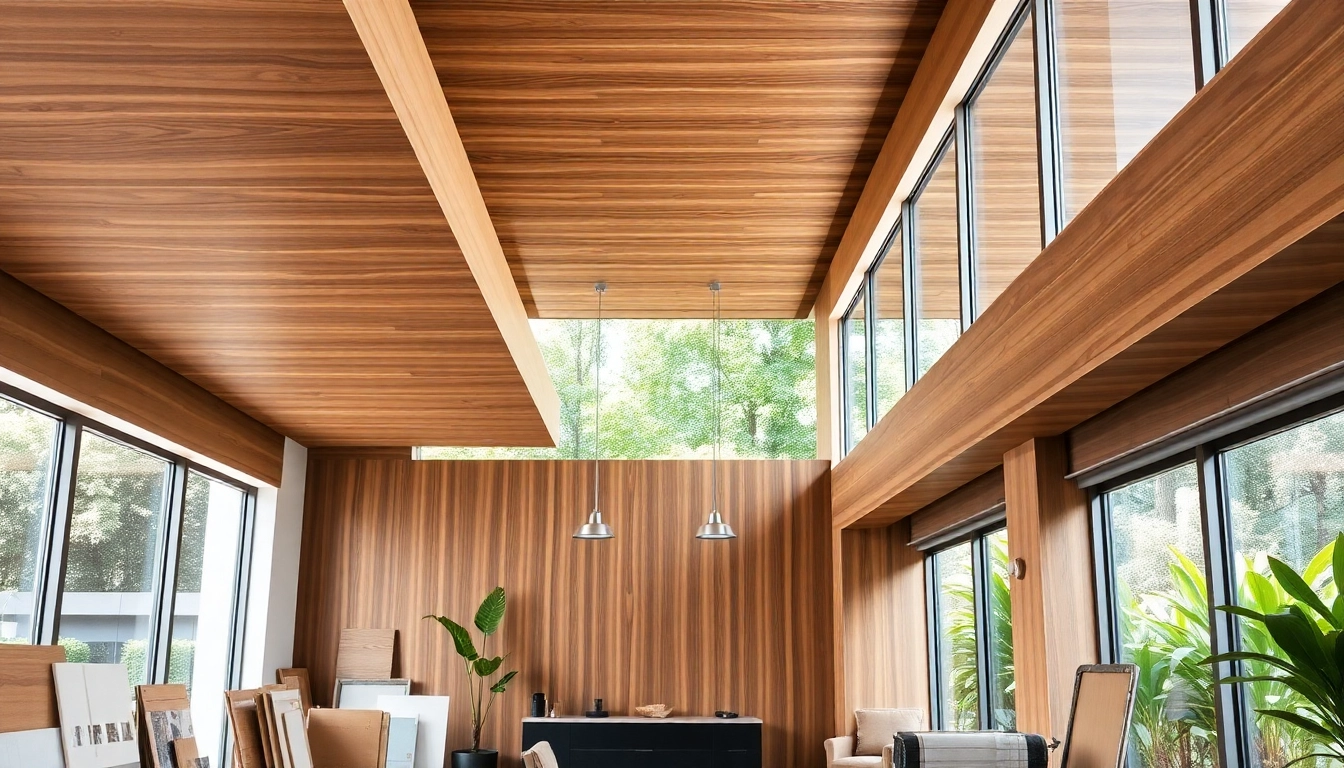 Enhance your space with premium surfacing solutions featuring textured wood panels.