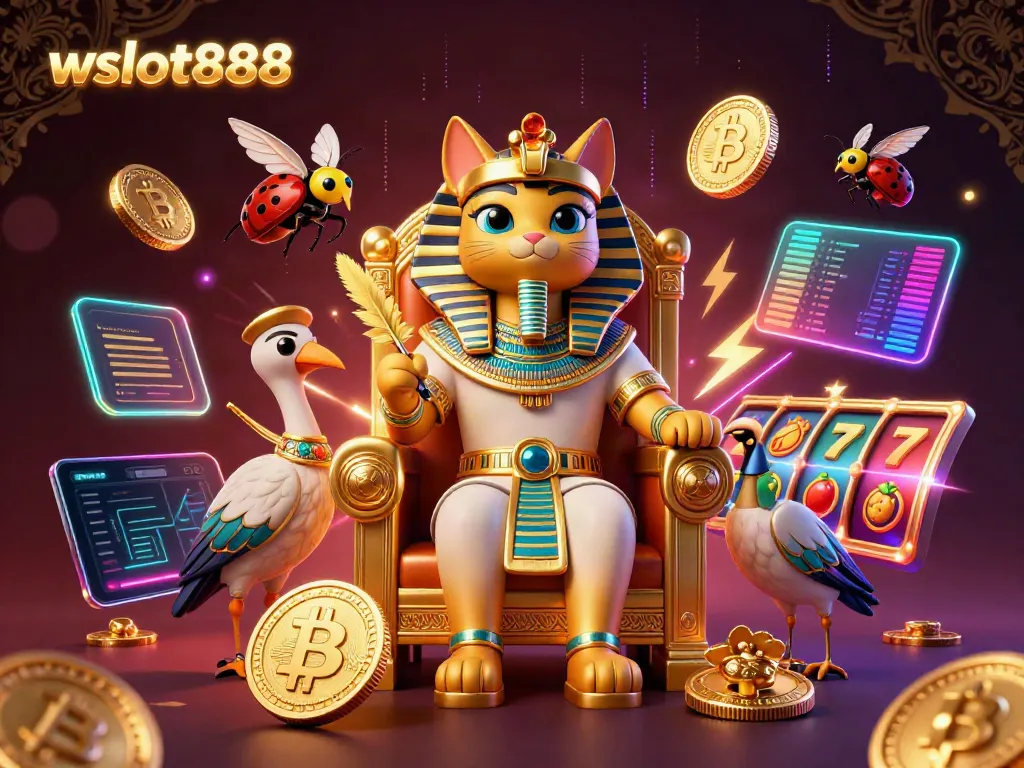 Gali jackpot di wslot888 dengan mesin slot berwarna cerah dan simbol keberuntungan.