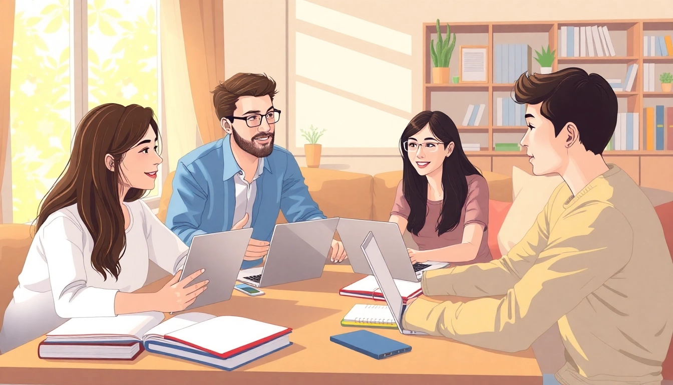 Writink tutor engaging with students in a relaxed online learning environment.