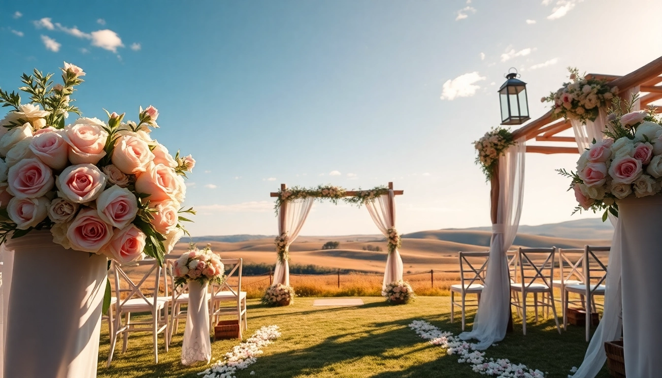 A beautifully decorated Weddings Venue in the countryside, perfect for outdoor ceremonies.