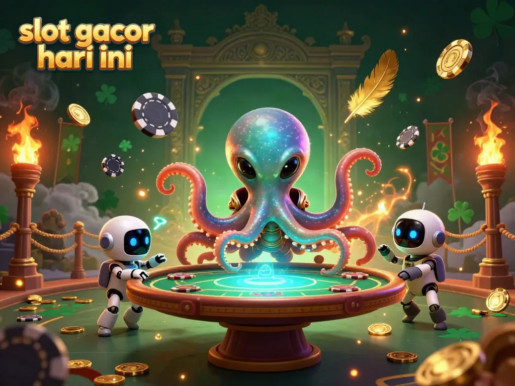 Experience the thrill of slot gacor hari ini with an alien octopus at a holographic poker table.