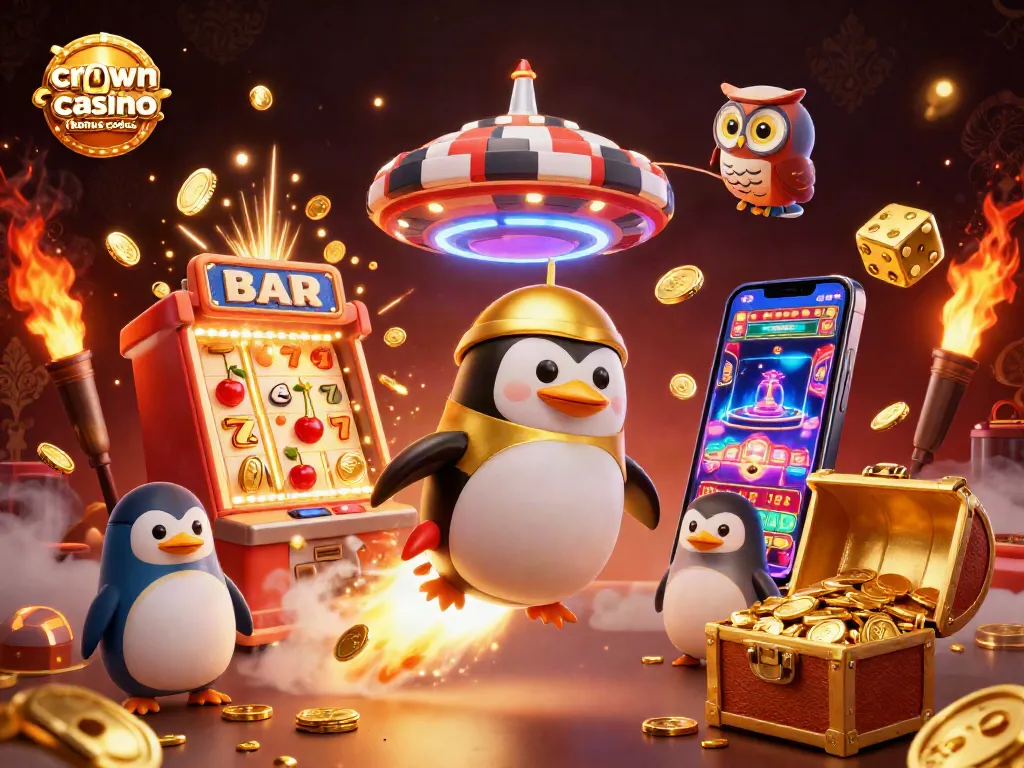Experience crown coins casino bonus codes in a vibrant casino-themed space illustration with exciting elements.