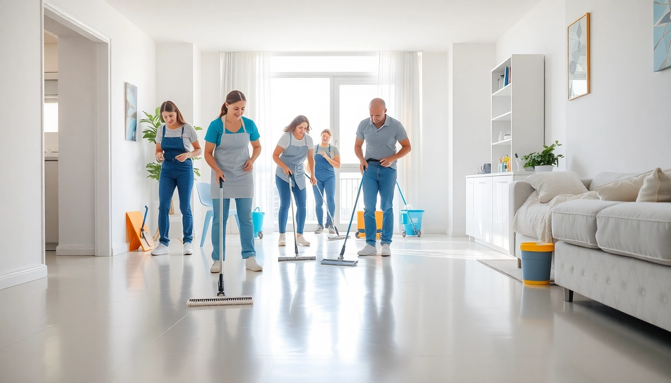 Efficient bond cleaning brisbane services featuring a professional team in action.