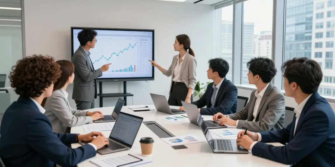 Collaboration d'équipe sur les stratégies financières de la CIBC dans un bureau moderne