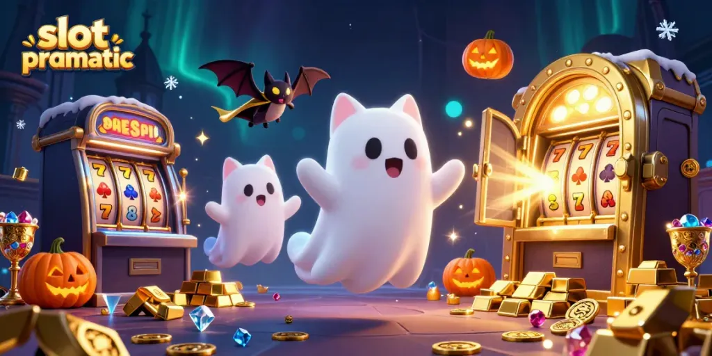 Play exciting slot pragmatic games with a ghost cat and vampire bat in a haunted casino!